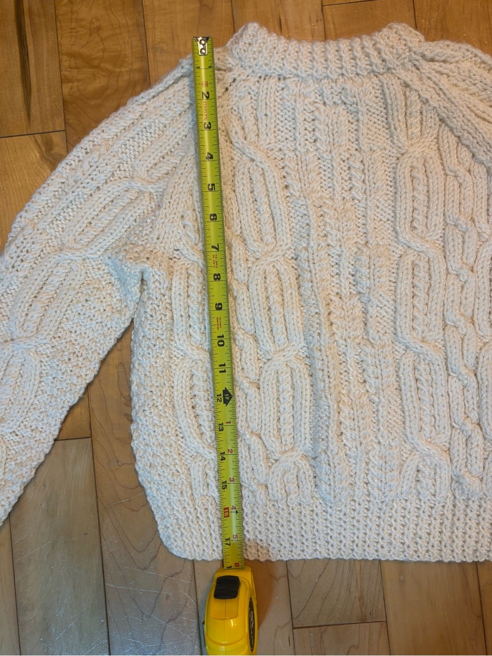 Kids 6-8 years Fisherman Chunky Cable Knit Cream Sweater Hand Knit VGUC